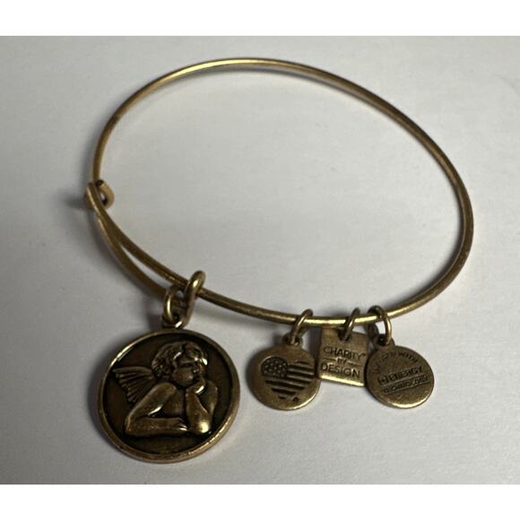2015 Alex and Ani Rafaelian Gold Cherub Purity Angel Light Charm Bracelet - Picture 1 of 2